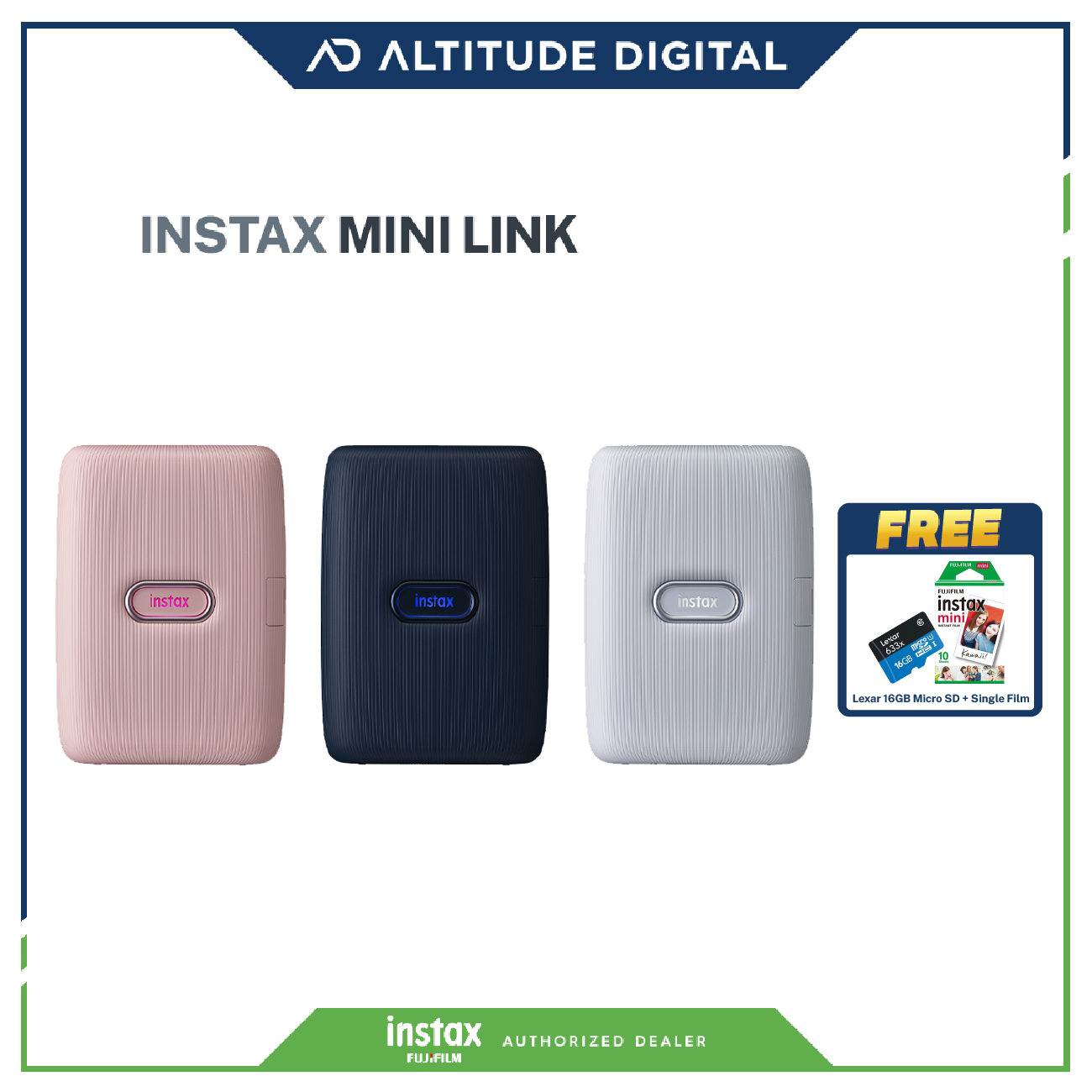 Instax Mini Link Instant Cameras with FREE film (single pack)