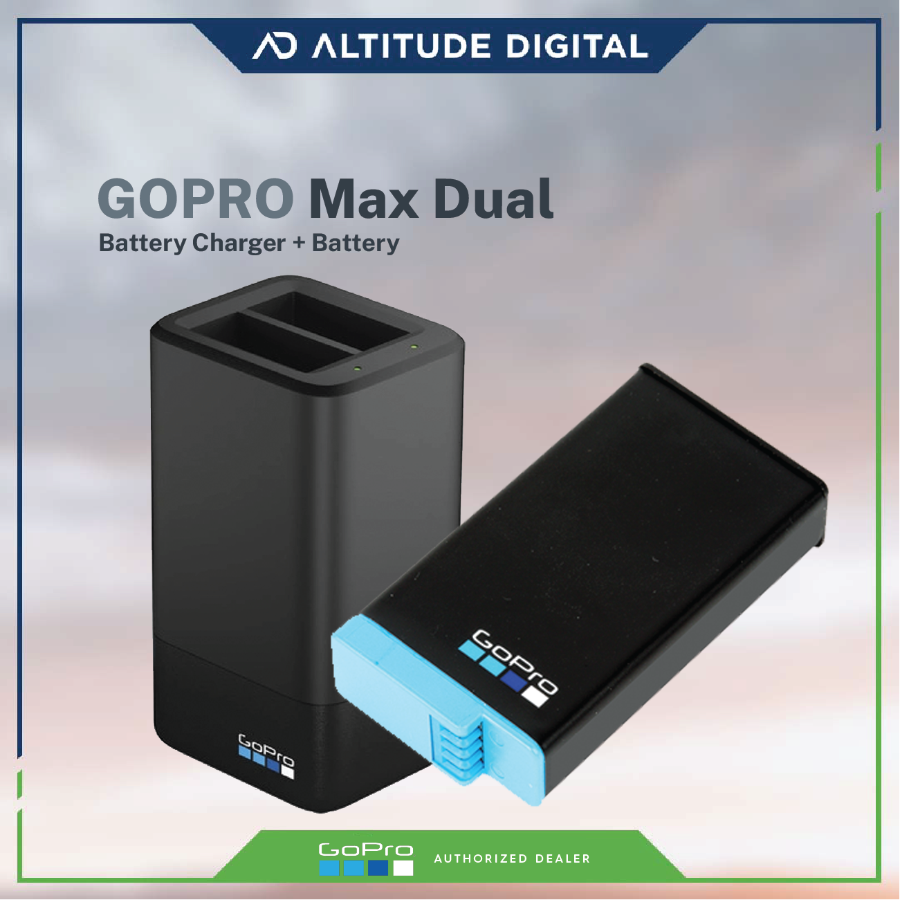 GoPro Dual Battery Charger with Rechargeable Battery for MAX