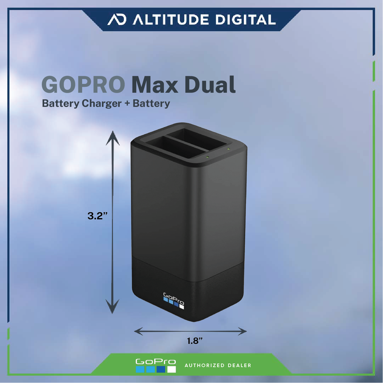 GoPro Dual Battery Charger with Rechargeable Battery for MAX