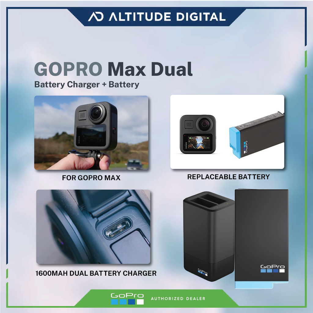 GoPro Dual Battery Charger with Rechargeable Battery for MAX