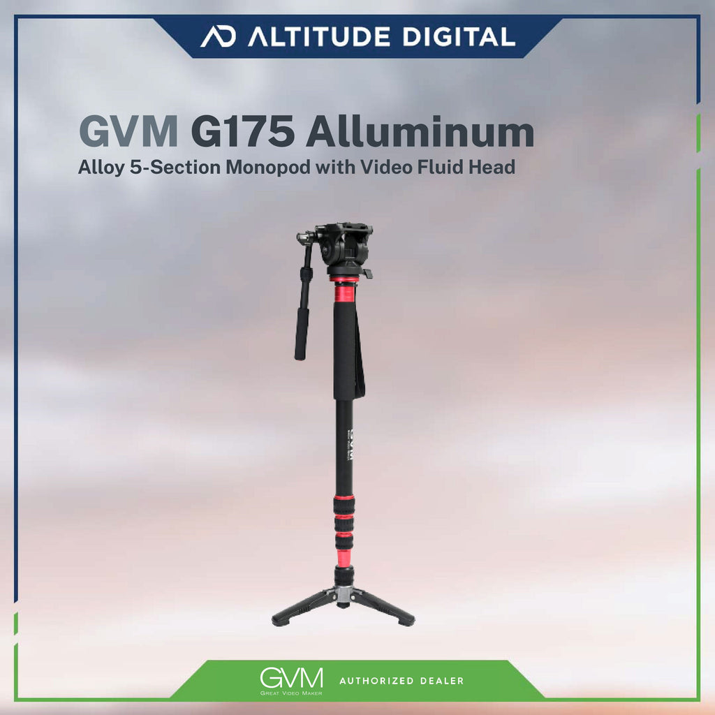 GVM G175 Alluminum Alloy 5-Section Monopod with Video Fluid Head