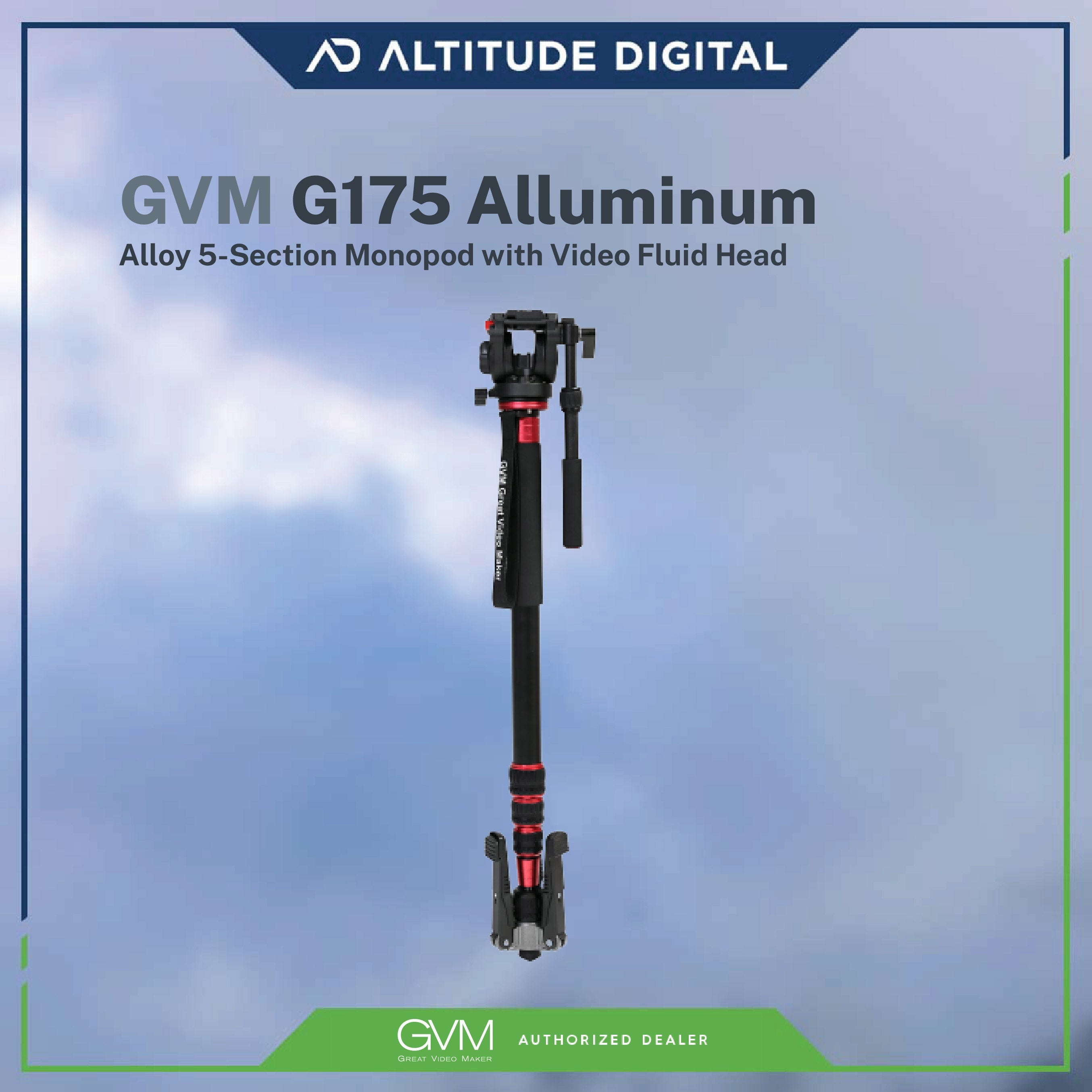GVM G175 Alluminum Alloy 5-Section Monopod with Video Fluid Head