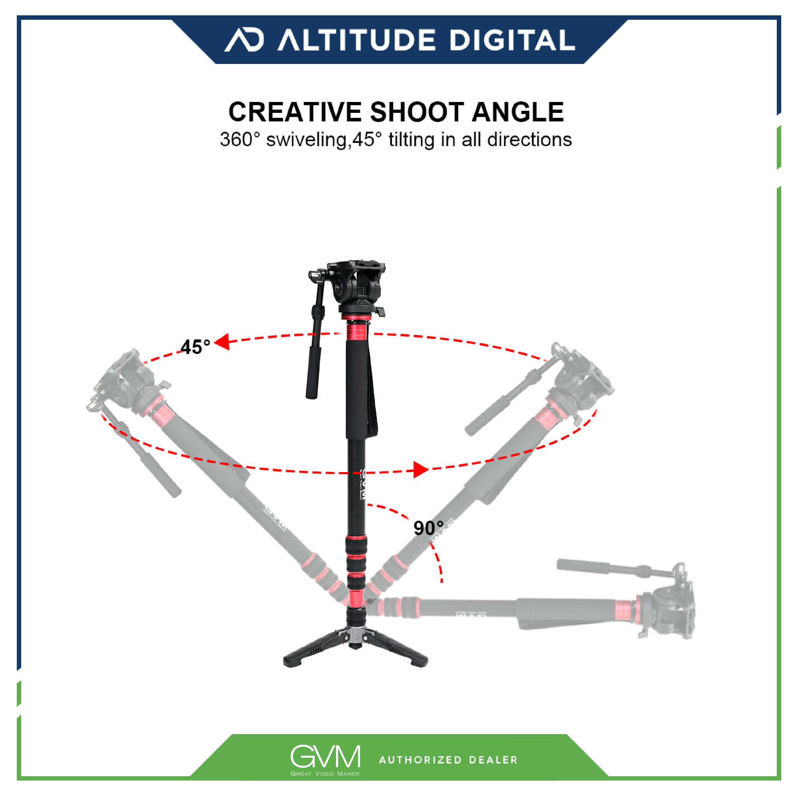 GVM G175 Alluminum Alloy 5-Section Monopod with Video Fluid Head