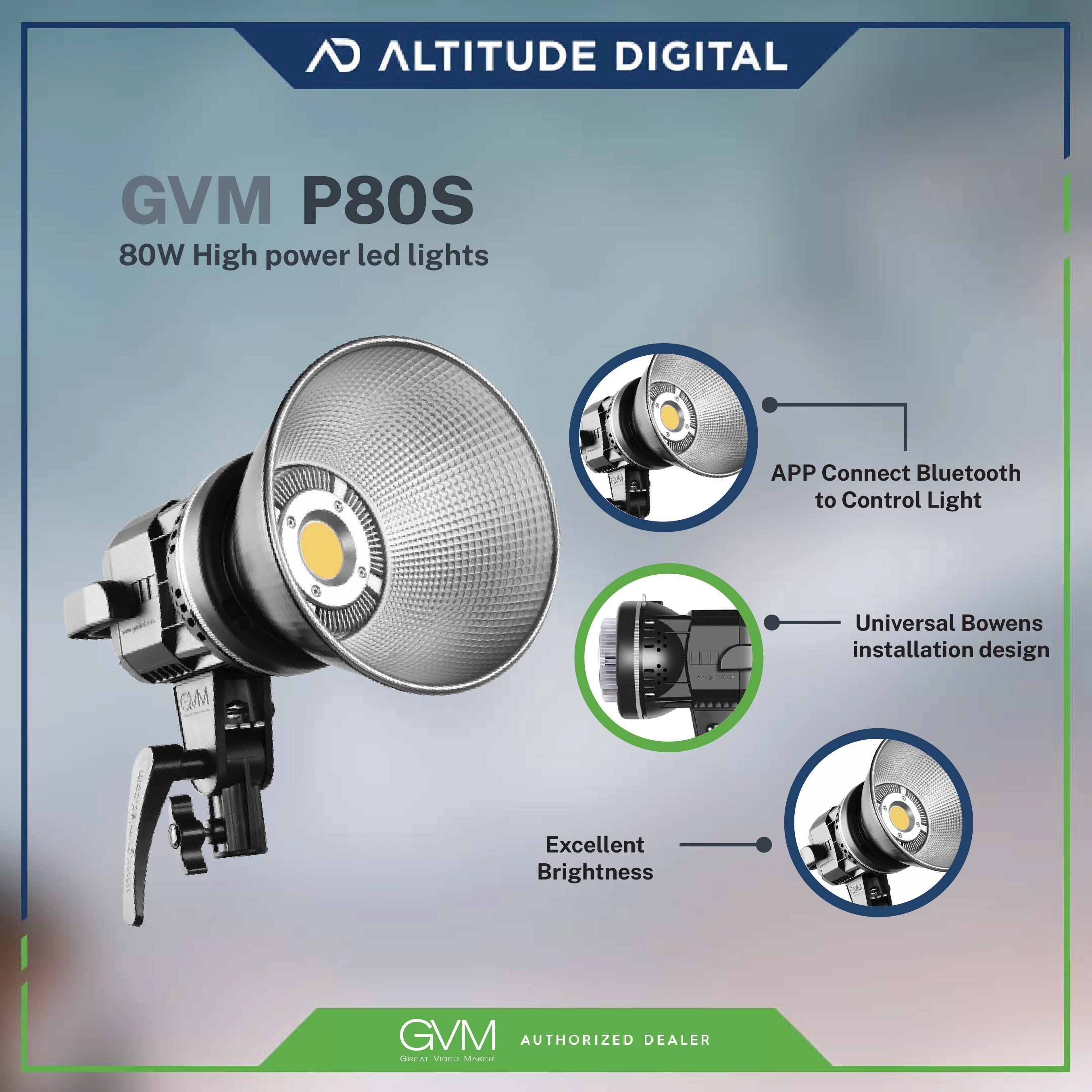 GVM P80S 80W High Power Led Lights