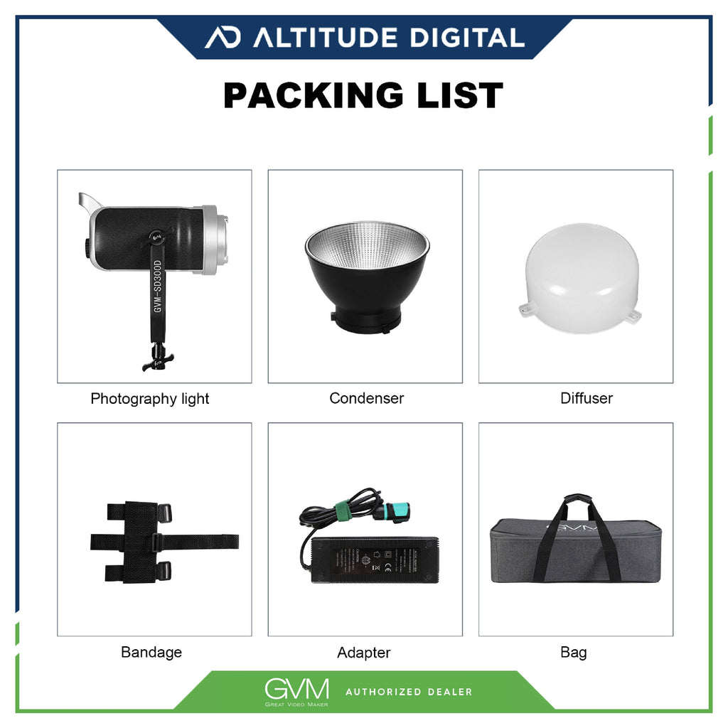 GVM 300W Bi-Color LED Studio Video Spotlight SD300D