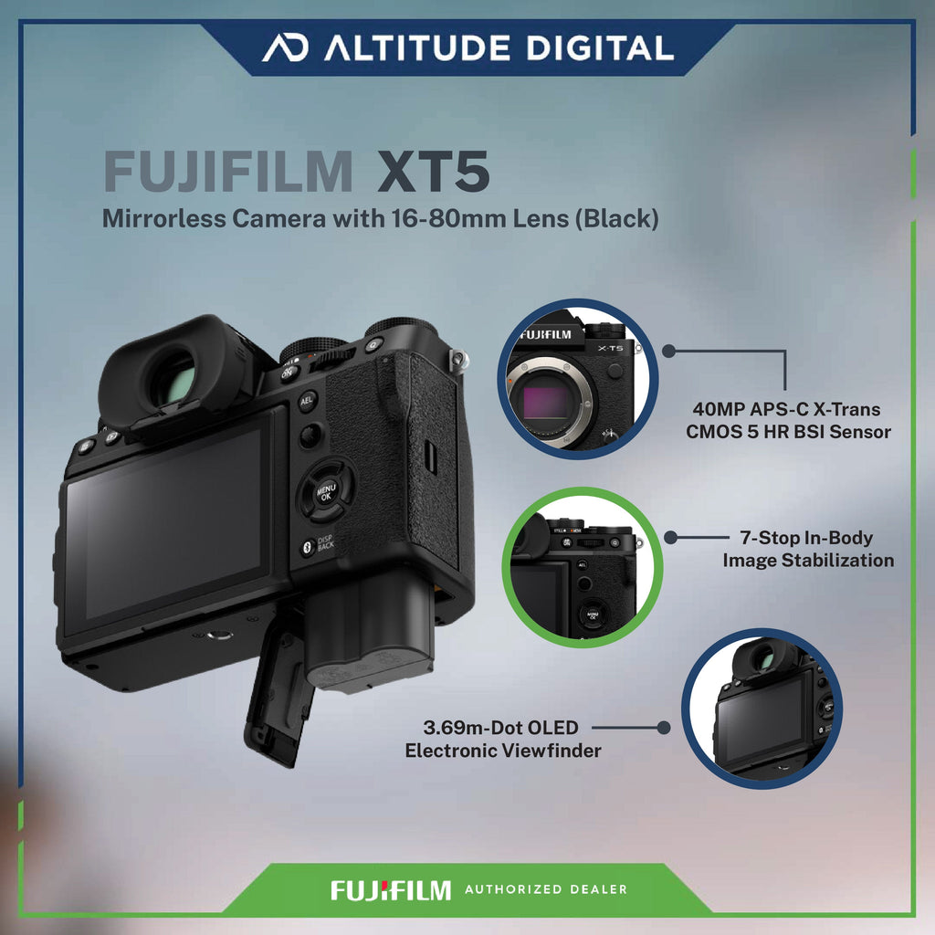 FUJIFILM X-T5 Mirrorless Camera with 16-80mm Lens (Black)