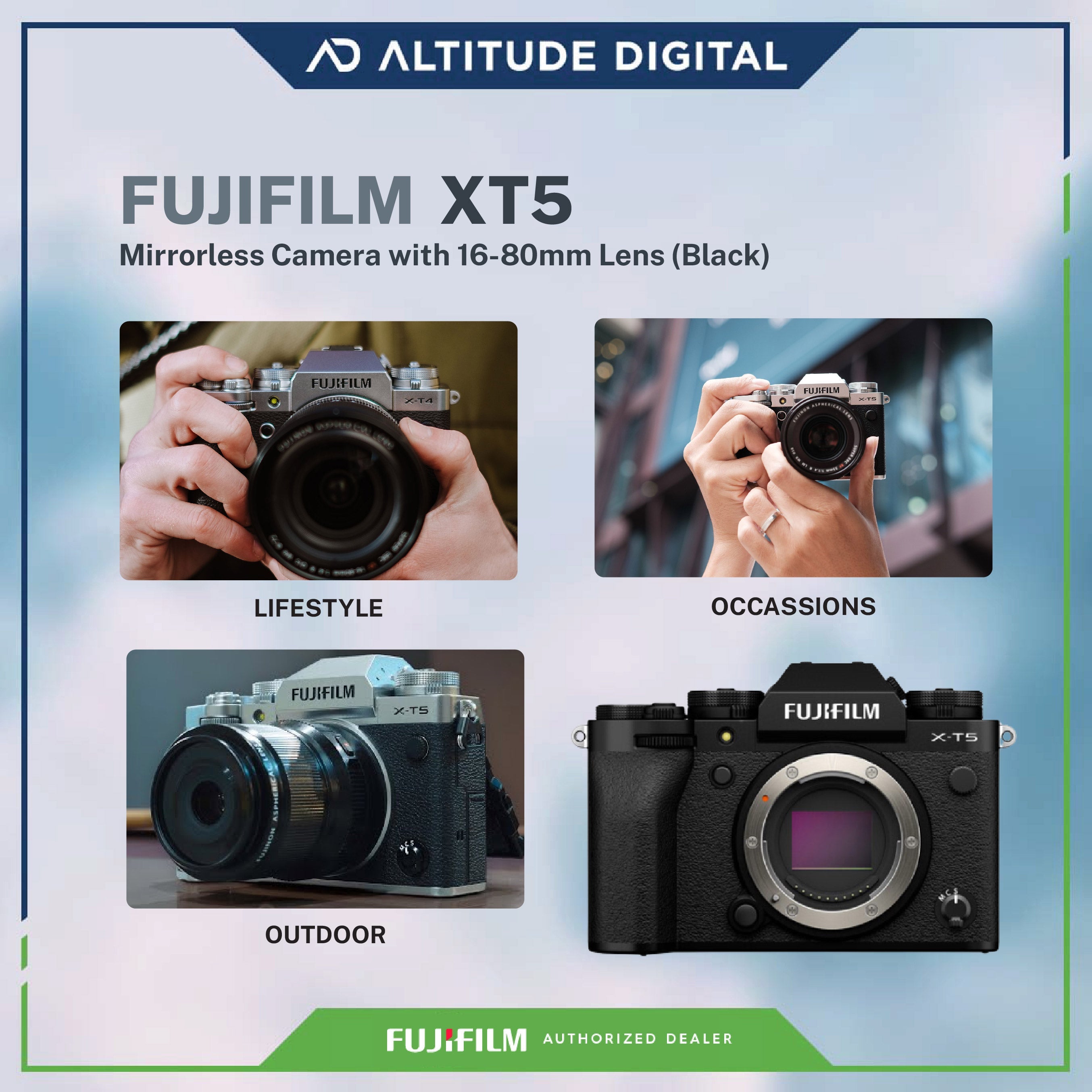 FUJIFILM X-T5 Mirrorless Camera with 16-80mm Lens (Black)
