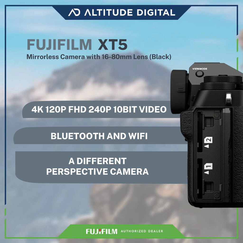 FUJIFILM X-T5 Mirrorless Camera with 16-80mm Lens (Black)