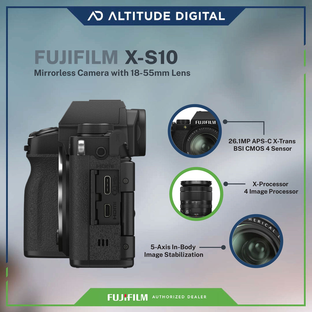 FUJIFILM X-S10 Mirrorless Camera with 18-55mm Lens