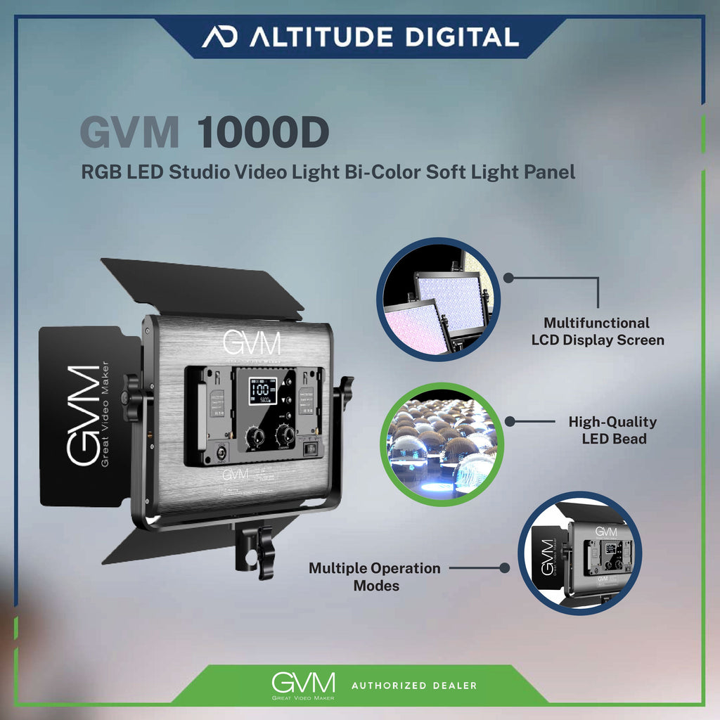 GVM 1000D 45W RGB LED Studio Video Light Bi-Color Soft Light Panel