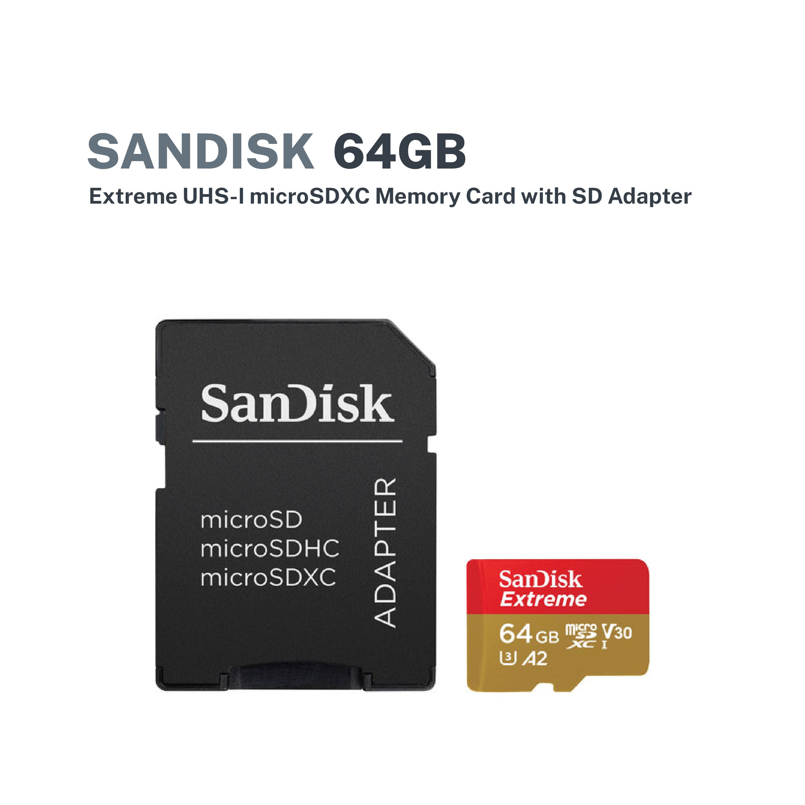 SanDisk Extreme microSDXC SQXAH 64GB w/ SD Adapter