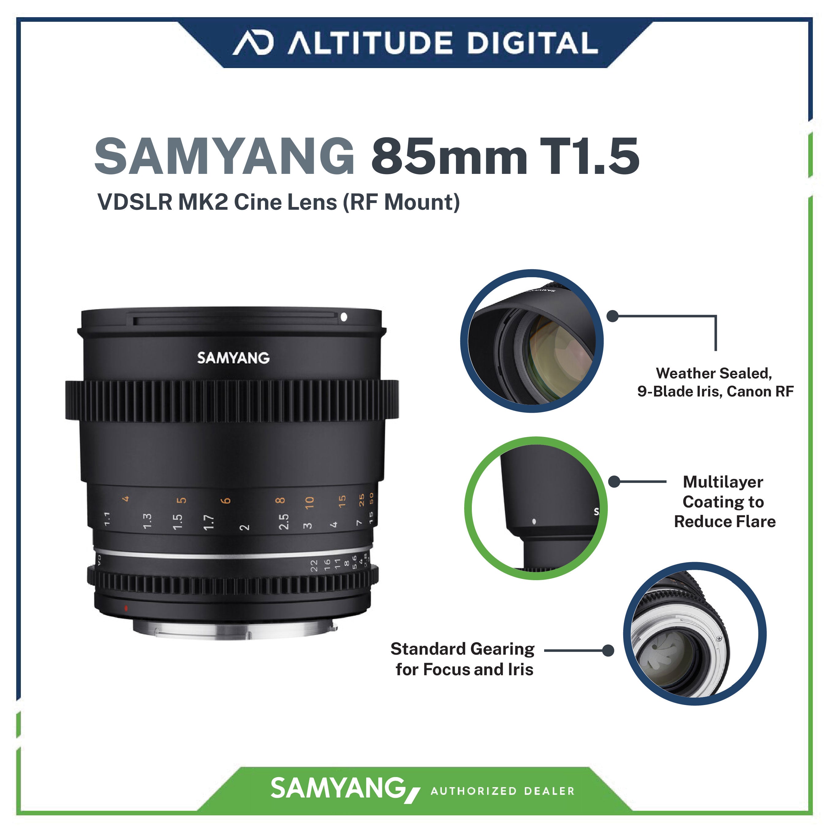 SAMYANG 85mm T1.5 VDSLR MK2 -Canon RF
