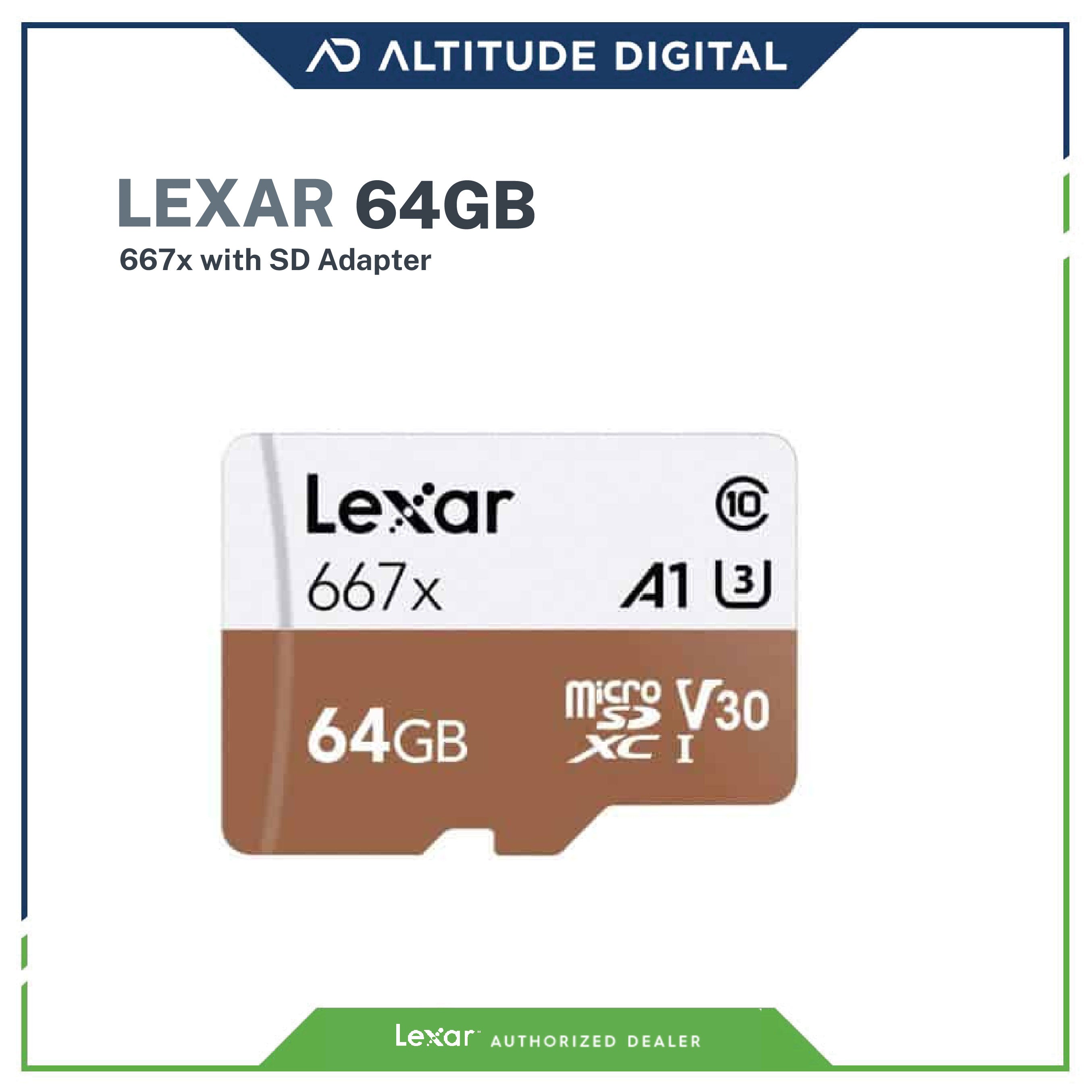Lexar 64GB Professional 667x UHS-I microSDXC Memory Card with SD Adapter