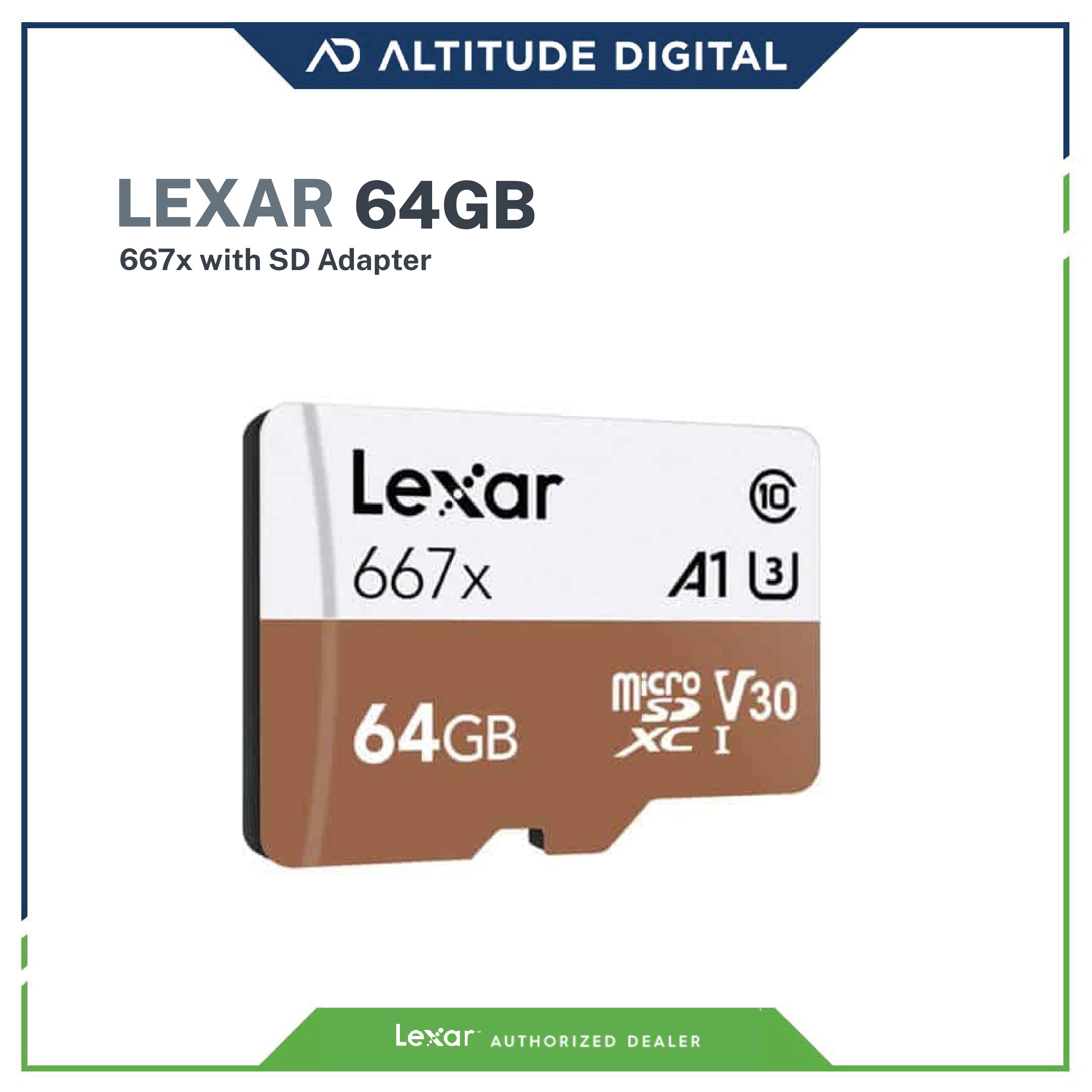 Lexar 64GB Professional 667x UHS-I microSDXC Memory Card with SD Adapter
