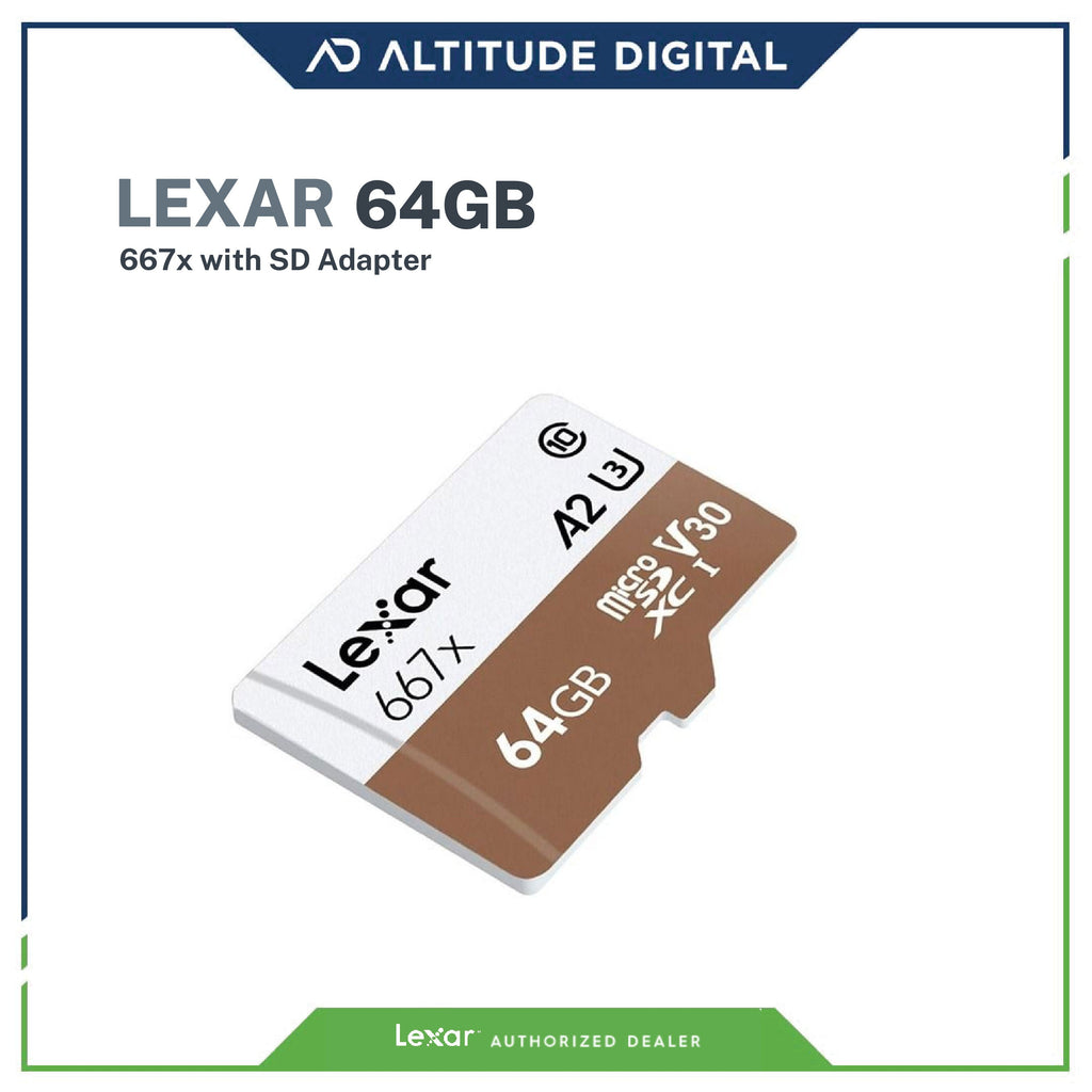 Lexar 64GB Professional 667x UHS-I microSDXC Memory Card with SD Adapter