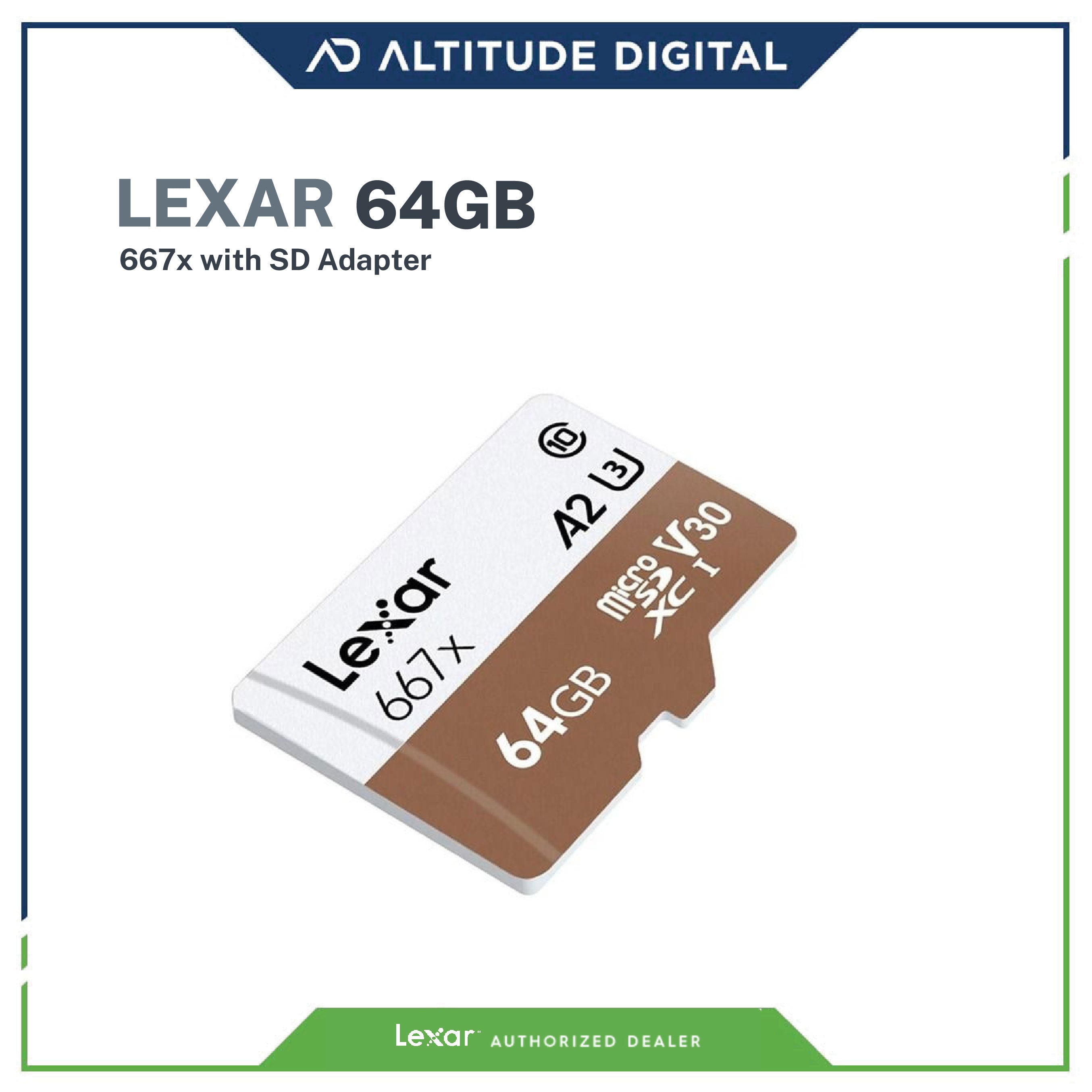 Lexar 64GB Professional 667x UHS-I microSDXC Memory Card with SD Adapter