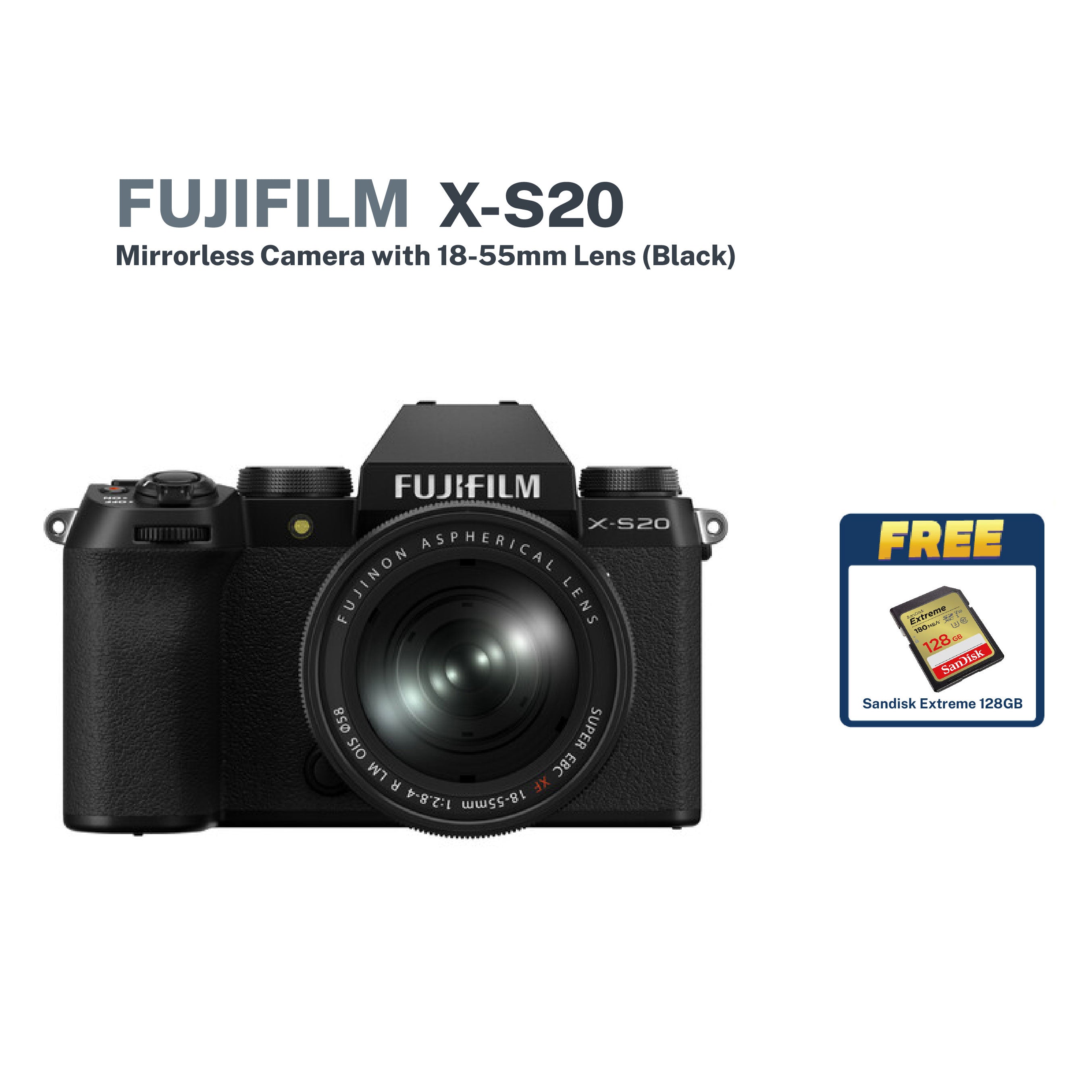 FUJIFILM X-S20 Mirrorless Camera with 18-55mm Lens (Black)