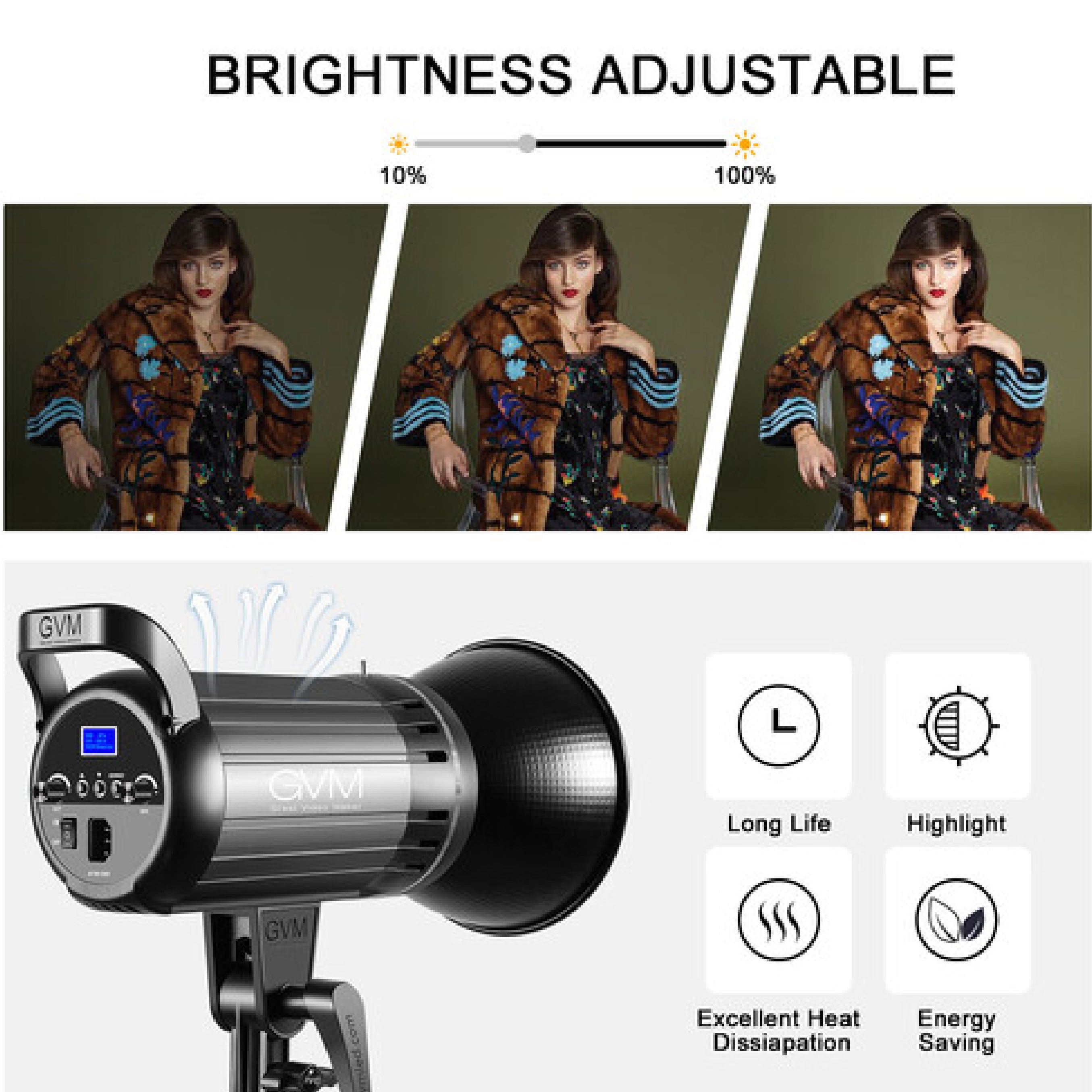 GVM-G100W 90W High Power LED Spotlight Bi-Color Studio Light
