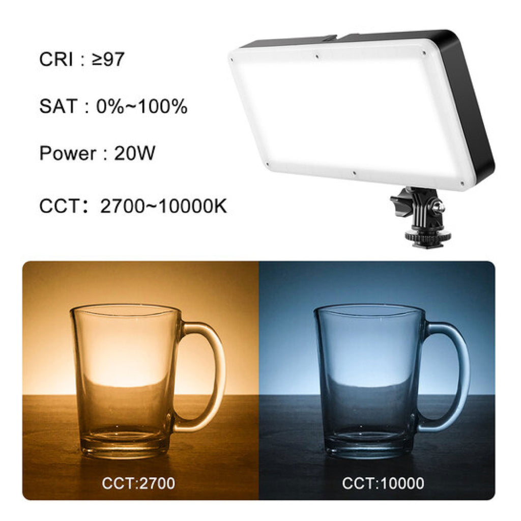 GVM GB20W On-Camera RGB LED Video 2-Light Kit with Bluetooth App and Power Supplies & Tripod Stands