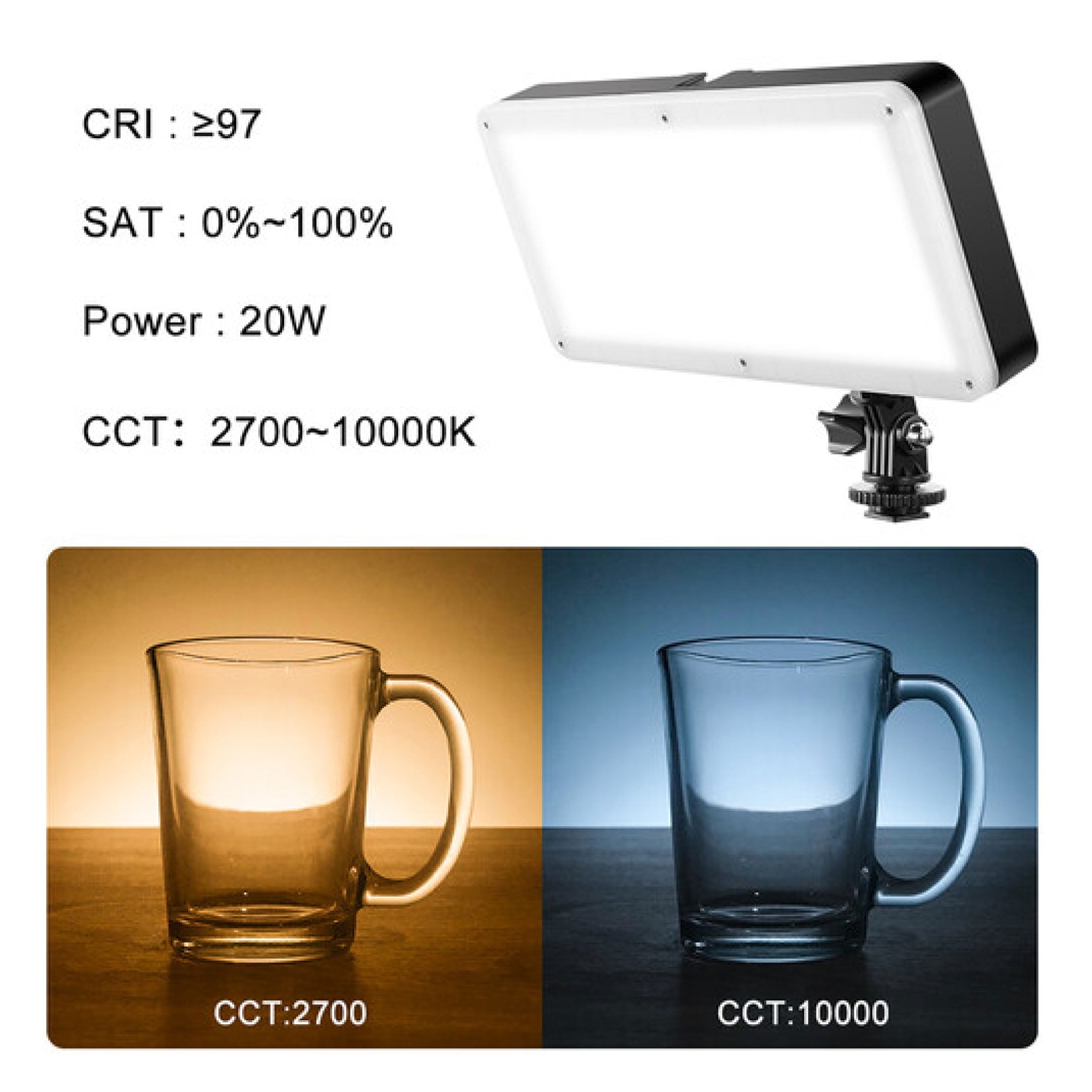 GVM GB20W On-Camera RGB LED Video 2-Light Kit with Bluetooth App and Power Supplies & Tripod Stands