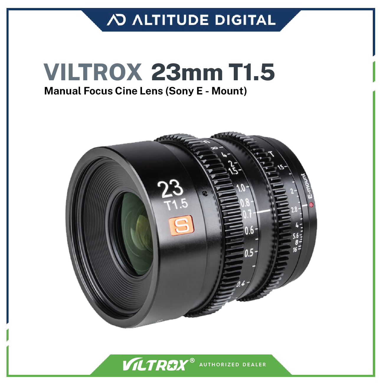 Viltrox 23mm T1.5 Manual Focus Cine Lens - E-mount