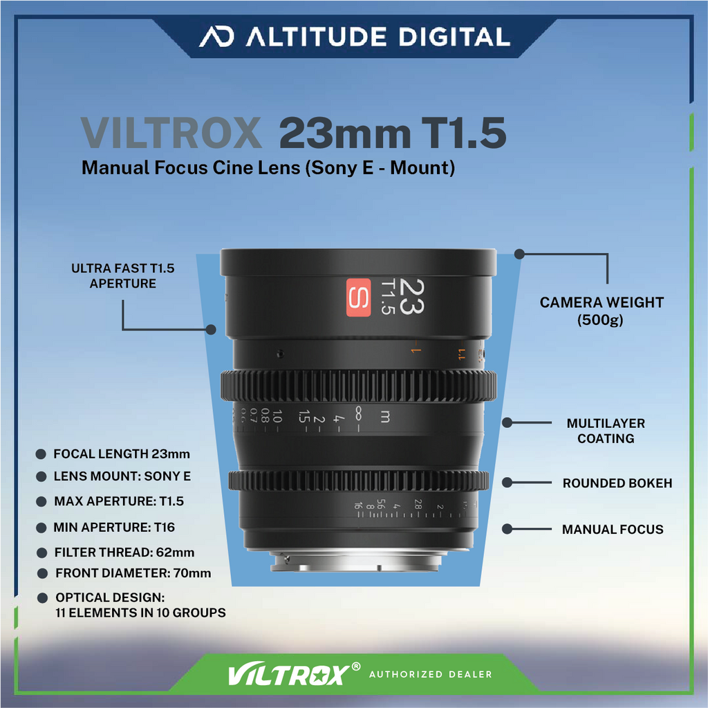 Viltrox 23mm T1.5 Manual Focus Cine Lens - E-mount