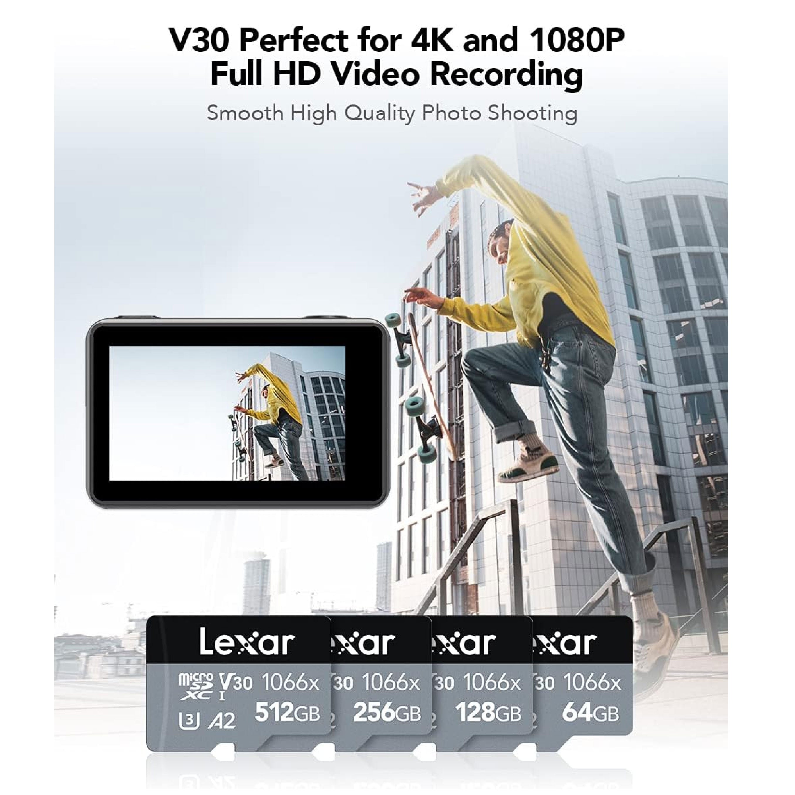 Lexar 64GB microSDXC UHS-I Professional Silver U3 V30 Card
