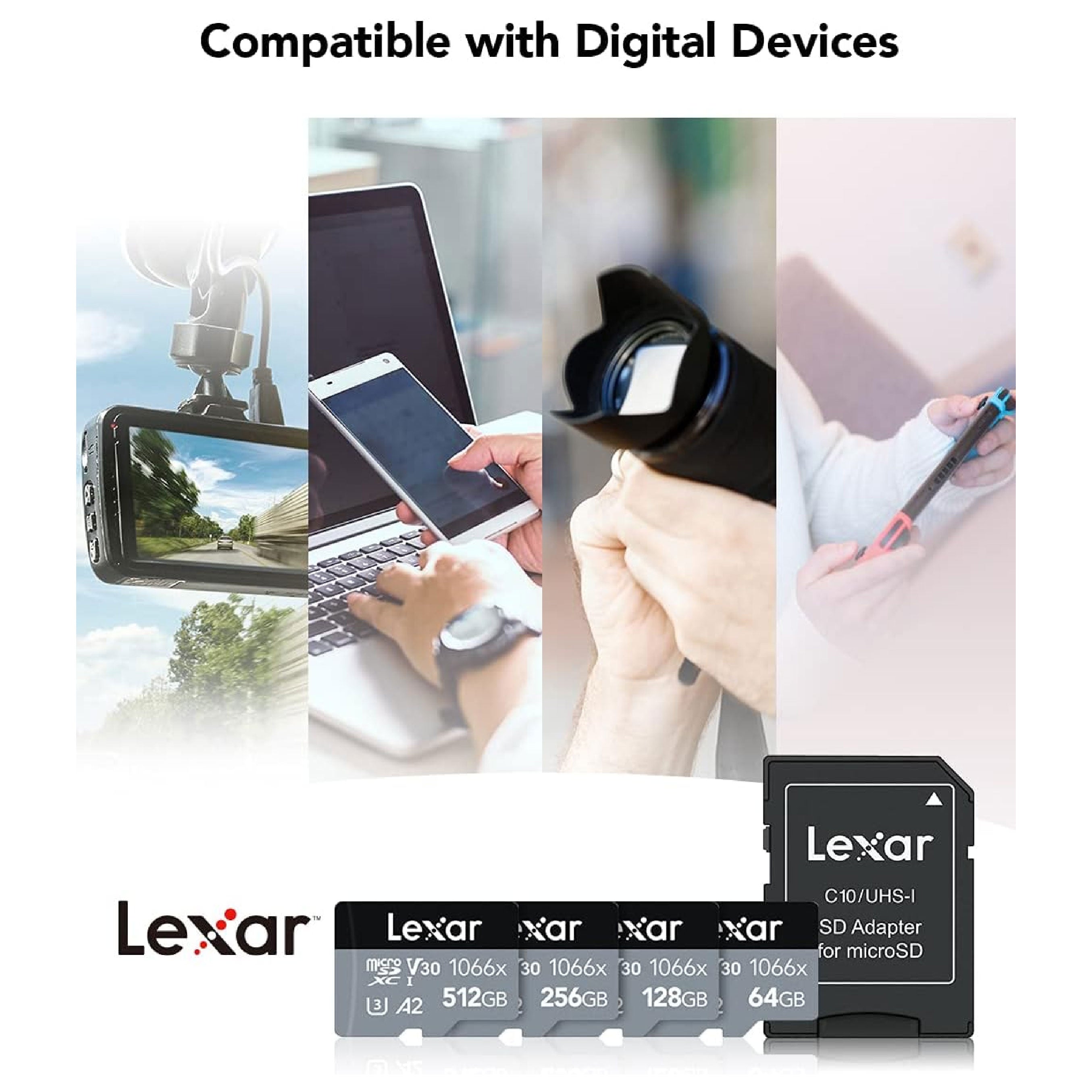 Lexar 64GB microSDXC UHS-I Professional Silver U3 V30 Card
