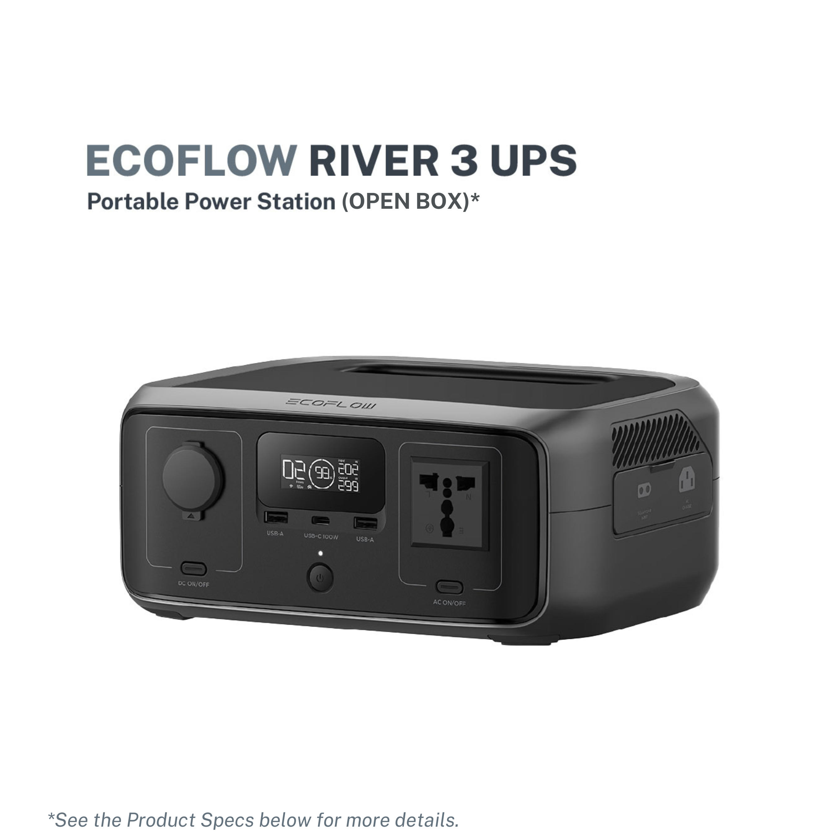 Ecoflow River 3 UPS Portable Power Station - Intl (Open Box)