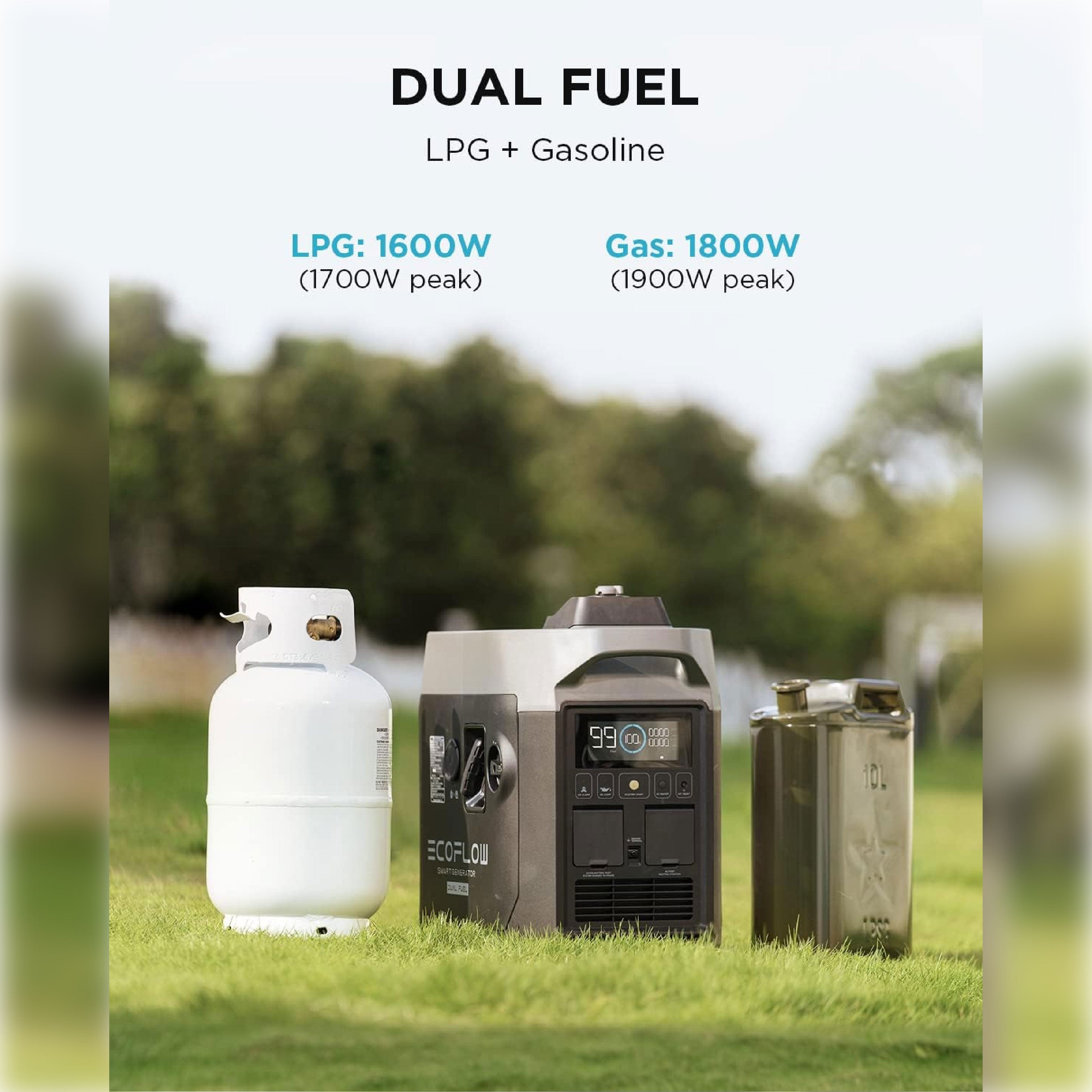 EcoFlow Smart Generator (Dual Fuels - Petrol & LPG) w/FREE TOKINA LPG Regulator & Hose