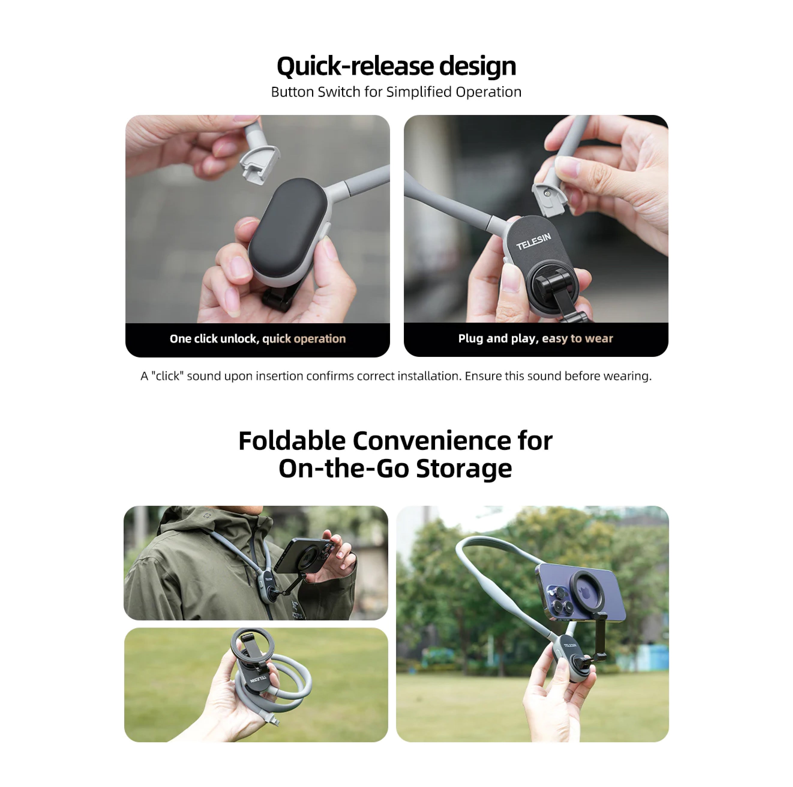 Telesin Magsafe Magnetic plate neck strap mount
