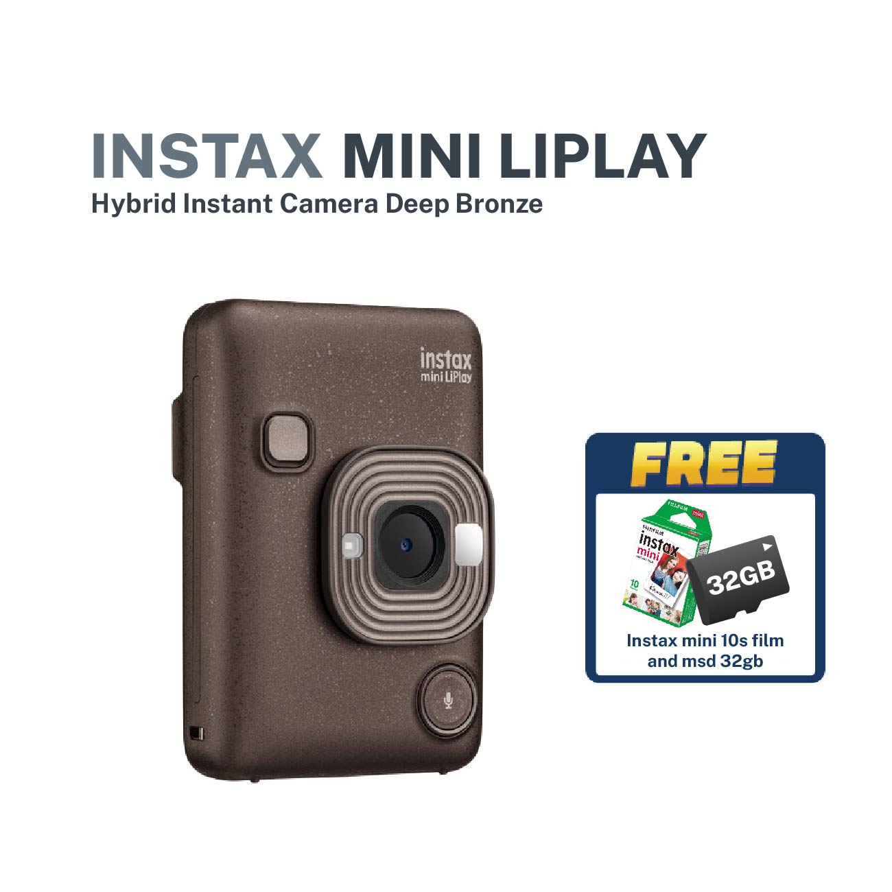 Instax Mini Liplay Hybrid Instant Camera with FREE film (single pack) and Lexar micro SD