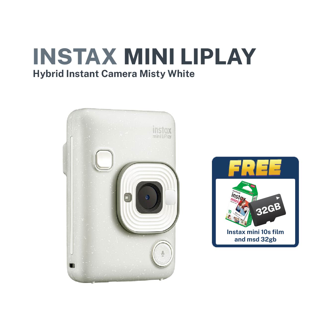 Instax Mini Liplay Hybrid Instant Camera with FREE film (single pack) and Lexar micro SD